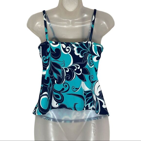 Vintage Jamaica Bay 1990s Ruffled Front Paisley Print Tankini Swim Top 8 - Picture 4 of 16